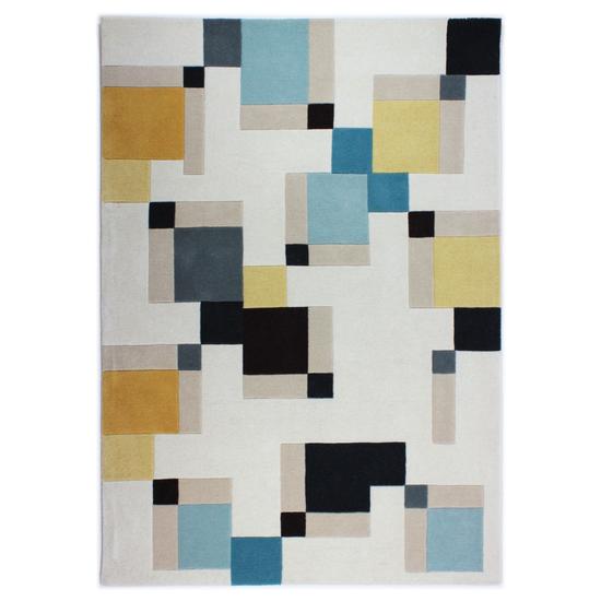 Abstract Blocks kék-okker szőnyeg 120x170cm